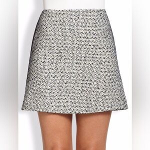 Tory Burch Lucille navy white metallic textured tweed mini skirt 8